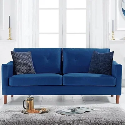 Oak&More Carla Blue Velvet 3 Seater Sofa