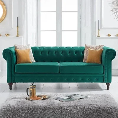 Oak&More Calama Green Velvet 3 Seater Sofa