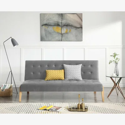 Oak&More Ex-display Jericho Grey Velvet 3 Seater Fold Down Sofa Bed