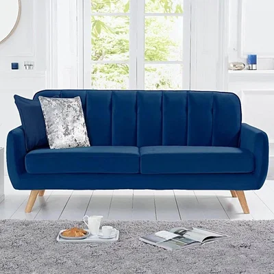 Oak&More Camila Blue Velvet 3 Seater Sofa