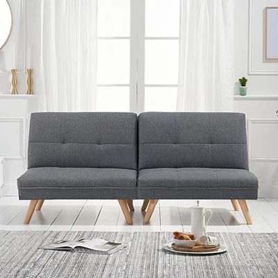 Oak&More Ivy 3 Grey Linen 3 Seater Fold Down Sofa Bed