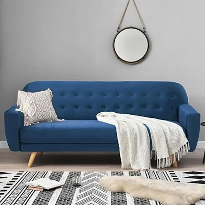 Oak&More Scala Blue Velvet 3 Seater Fold Down Sofa Bed