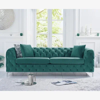 Oak&More Alara Green Velvet 3 Seater Sofa