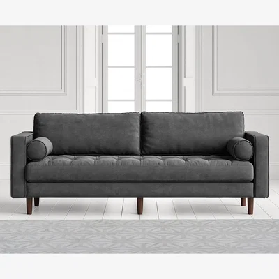 Oak&More Elliott Cement Grey Velvet Three Seater Sofa