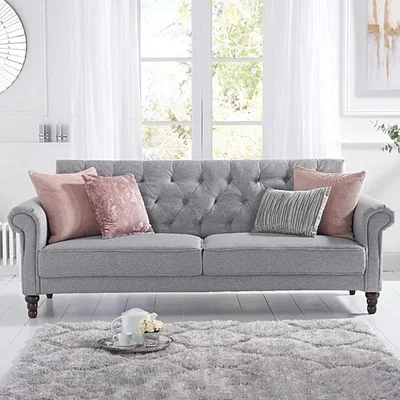 Oak&More Orlando Grey Linen 3 Seater Fold Down Sofa Bed