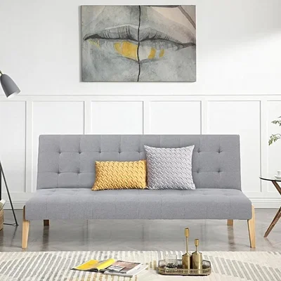Oak&More Jericho Grey Linen 3 Seater Fold Down Sofa Bed