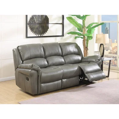 Oak&More Finchley Grey Leather 3 Seater Sofa