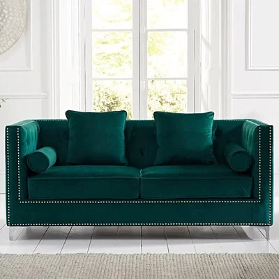 Oak&More New York Green Velvet 3 Seater Sofa