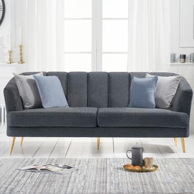 Oak&More Lulu 3 Seater Sofa in Grey Linen with Gold Legs