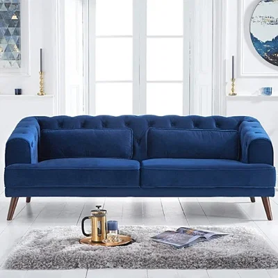Oak&More LAST ONE REMAINING Delilah Blue Velvet 3 Seater Sofa