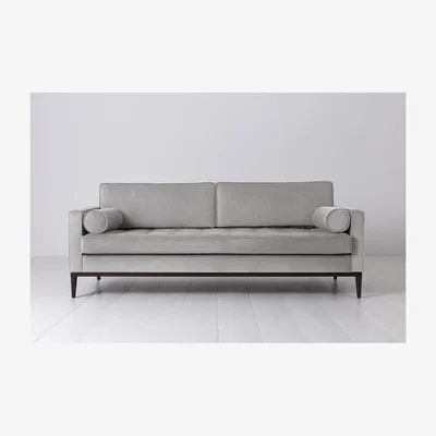 Olivia's Swyft Model 02 Velvet 3 Seater Sofa in Light Grey