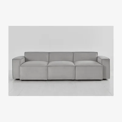 Olivia's Swyft Model 03 Velvet Configuration 3 Sofa in Light Grey