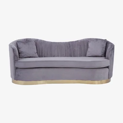 Olivia's Olivia's Fleur 3 Seater Sofa Gold Metal Base Velvet Grey