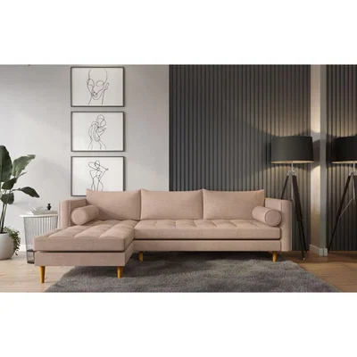 Out & Out Original Ruben L Shaped Chaise Sofa Left - Beige Velvet