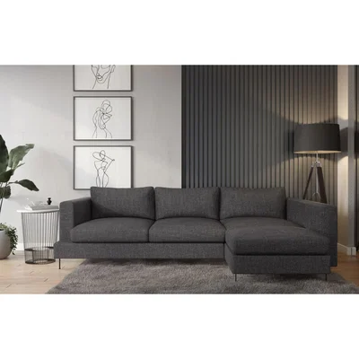 Out & Out Original Lazy - 3-Seater Chaise Sectional Right - Textured Dark Grey