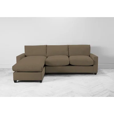 Perch and Parrow Mimi Left Hand Chaise Ottoman Sofa Bed in Saddle Brown