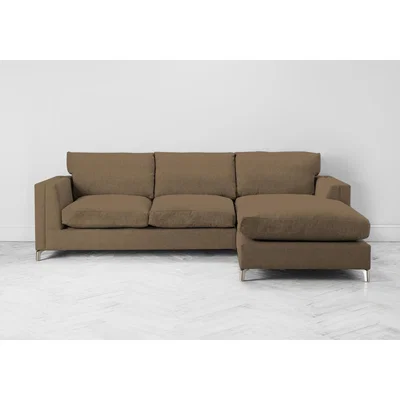 Perch and Parrow Chris Right Hand Chaise Sofa Bed in Saddle Brown