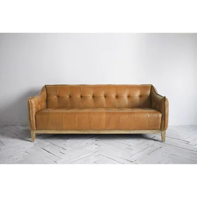 Perch and Parrow Parker Three-Seater Leather Sofa in Golden Brown