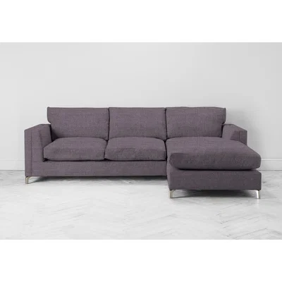 Perch and Parrow Chris Right Hand Chaise Sofa Bed in Violet Leaf