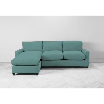 Perch and Parrow Mimi Left Hand Chaise Ottoman Sofa Bed in Turkish Blue