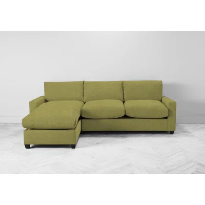 Perch and Parrow Mimi Left Hand Chaise Ottoman Sofa Bed in Granny Smith