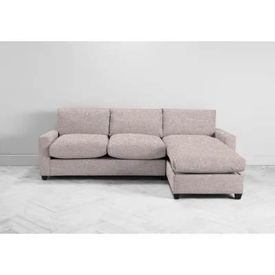 Perch and Parrow Mimi Right Hand Chaise Ottoman Sofa Bed in Blush Pink