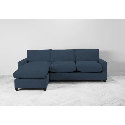 Perch and Parrow Mimi Left Hand Chaise Ottoman Sofa Bed in Oxford Blue
