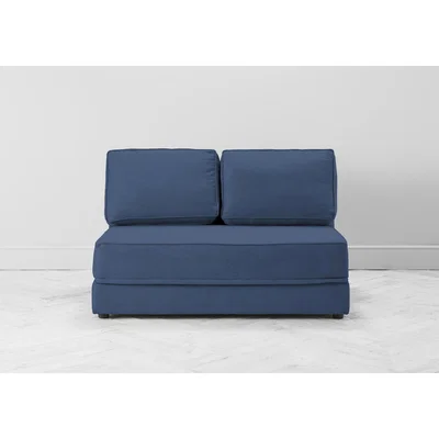 Perch and Parrow Dacre Three-Seater No Arms Sofa Bed in Oxford Blue