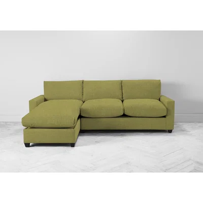 Perch and Parrow Mimi Left Hand Chaise Ottoman Sofa in Granny Smith