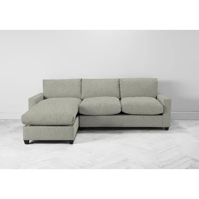 Perch and Parrow Mimi Left Hand Chaise Ottoman Sofa in Silver Weave