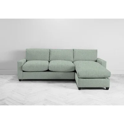 Perch and Parrow Mimi Right Hand Chaise Ottoman Sofa Bed in Thyme Green