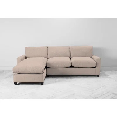 Perch and Parrow Mimi Left Hand Chaise Ottoman Sofa in Rose Petal