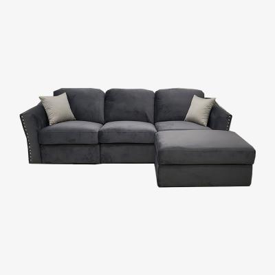The Range Lindsa Plush 3 Seater Sofa and Footstool - Steel - Steel