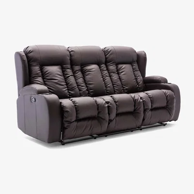 The Range Caesar Manual High Back Luxury Bond Grade Leather Recliner 3 Seater Sofa  - Brown