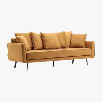 The Range Modern Fabric Pillow Back 3 Seater Sofa - Coffee