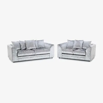 The Range Mirana Modern Crush Velvet 3 Seater Sofa - Silver