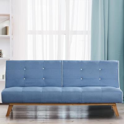 The Range Blue Modern Fabric Sofa Bed 3 Seater Recliner With Wooden Legs