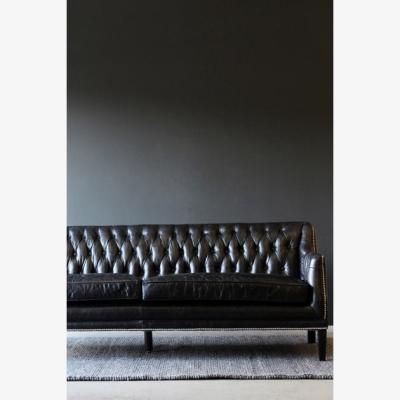 Rockett St George Black Leather Chesterfield 3 Seater Sofa