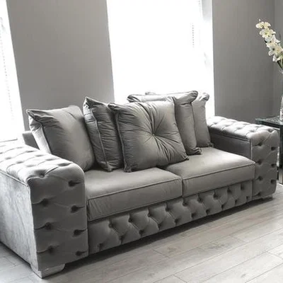 The Range Ashton Velvet Chesterfield 3 Seater Sofa - Grey