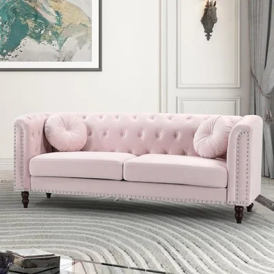 The Range Palma 3 Seat Velvet Sofa - Pink