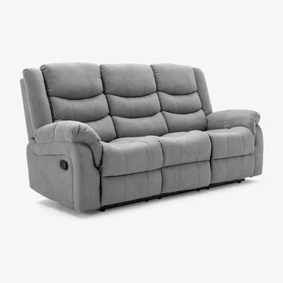 The Range Seattle Manual Fabric Recliner 3 Seater Sofa - Grey