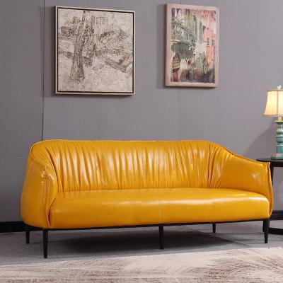 The Range Modern PU Leather Three seater Sofa - Yellow