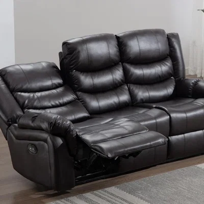 The Range Seattle High Back Electric Bonded Leather Recliner 3 Seater Sofa - Brown
