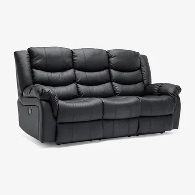 The Range Seattle High Back Electric Bonded Leather Recliner 3 Seater Sofa - Black