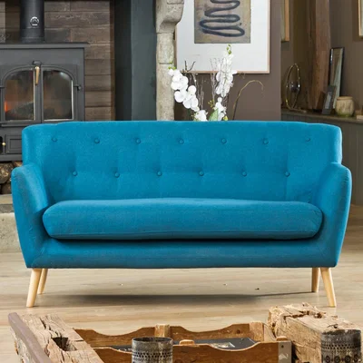 The Range Lynwood 177cm Wide Scandi Style Hessian Fabric 3 Seat Sofa - Teal