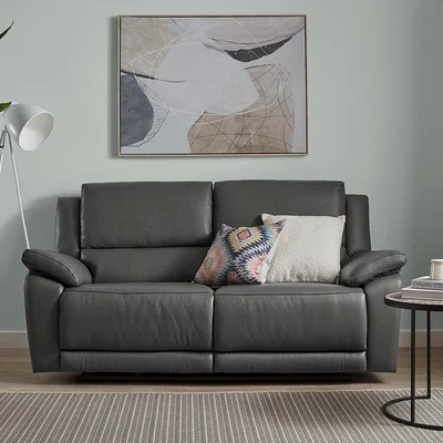 The Range Sorrento Power Leather Recliner 3 Seater Sofa - Grey
