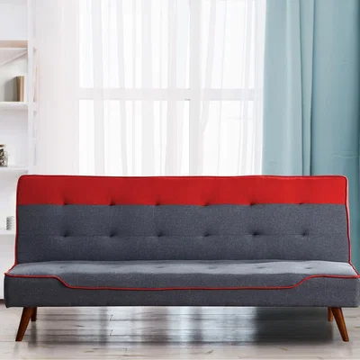 The Range Red Fabric Sofa Bed 3 Seater Recliner With Wooden Legs