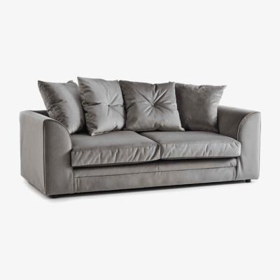 The Range Mirana Modern Plush Velvet 3 Seater Sofa - Grey