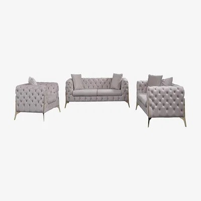 The Range Panther 1 2 or 3 Seater Sofa Suite Cream Velvet With Metal Legs - Cream Velvet / 3