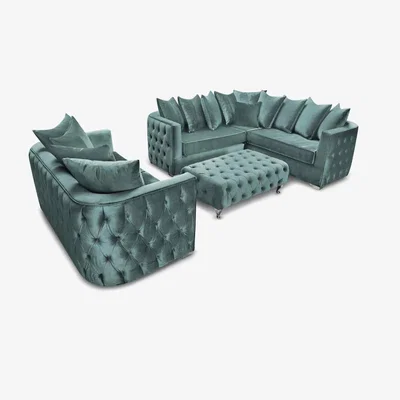 The Range Julia Sofa Set 3 Seater Sofa with Corner and Footstool - Seaspray
